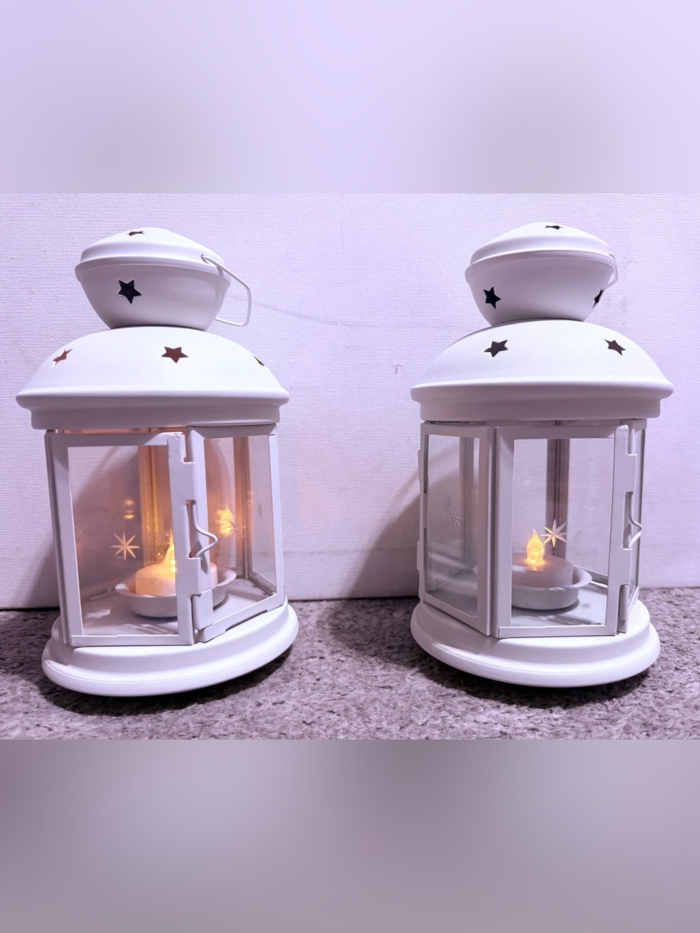 IKEA White Metal Star Cutout Lanterns (Set of 2)
